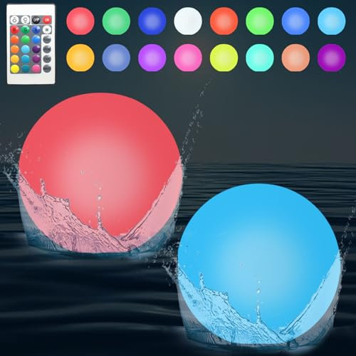 Badespielzeug Baby, 2 Stück LED Ball Badewannen Spielzeug Kinder mit Fernbedienung, 16 Farbe Einstellbar Wasserspielzeug Kinder, Pool Spielzeug Badewannen Spielzeug für Kinder Jungen und Mädchen