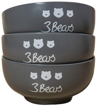 3Bears Frühstücks-Schale im matten Skandi-Look, Anthrazit | 3x Porridge-Schüsseln für ein leckeres & schnelles Frühstück | Mit praktischer Markierung zum Abmessen für deine perfekte Hafermahlzeit