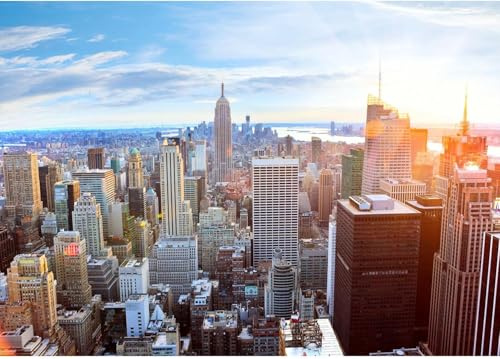 Buohwiwe Photo Wallpaper New York 250 x 175 cm (WxH) Non-Woven Art Print Wall Mural Decoration Poster Picture Modern Design 3D Panoramic Wallpaper Murals New York Wall Sticker q3609