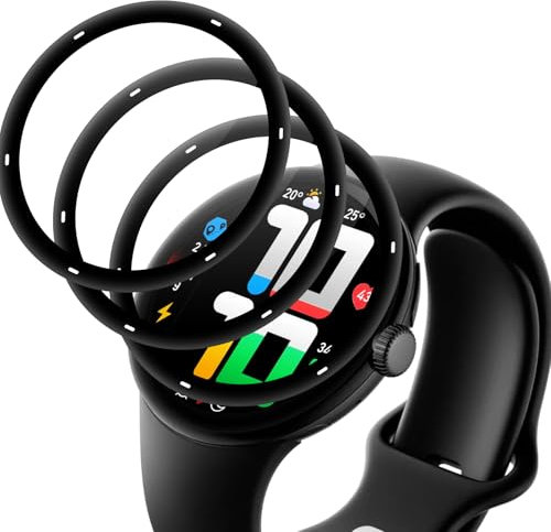 3 Pièces Verre Trempé pour Google Pixel Watch/Pixel Watch 2, Vitre Protection de Anti Rayures, Haute Sensibilité, Sans Bulles, Protection Ecran