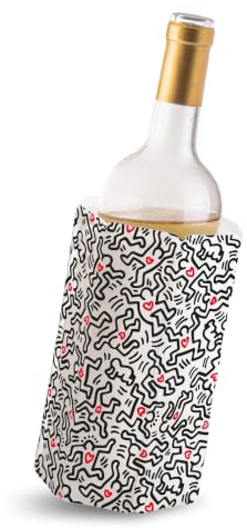 Vacu Vin Manchon pour refroidisseur de vin – Édition Keith Haring – Manchon en gel refroidit le vin en quelques minutes – Pas de glace nécessaire – Convient aux bouteilles de vin standard