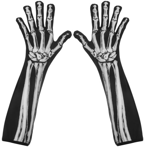 Baluue Halloween Skeletthandschuhe Aus Stoff Vollfingerhandschuhe FüR Halloween Party Cosplay Gothic KostüM Skelett KostüM Kinder