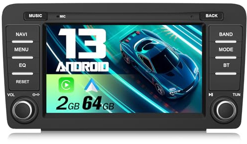 AWESAFE Android [2GB+64GB] Radio Coche con Pantalla Táctil 8 Pulgadas para Skoda Octavia 2004-2013, Autoradio con Carplay/Android Auto Inalámbrico/Bluetooth/GPS/FM/RDS/USB, Admite Mandos Volante