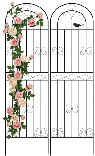 Bamworld Garden Trellis for Climbing Plants Outdoor, Plant Trellis, Rustproof Metal [2 Pack] - Rose Vine Climbing Cucumber Support, Decorative Garden Trellis for Courtyards Lawns Patios, 180 x 50 cm