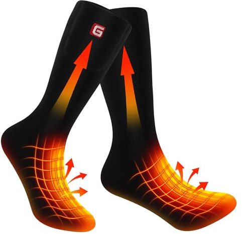 Accum wiederaufladbare beheizbare Socken mit 3 Temperatureinstellungen | 4000 mAh Akku Unisex für Männer und Frauen, waschbar, warme Winter-Socken geeignet für Skifahren und Camping