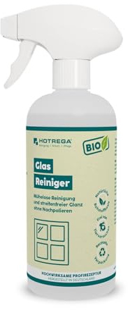 HOTREGA BIO Glasreingier 500 ml Sprühflasche | 100% streifen- & schlierenfrei | Für Fenster, Spiegel, Glastüren, Autoscheiben uvm. | Gebrauchsfertig