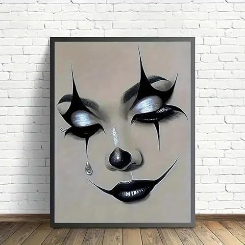 YONGKUIQMK Retro-Clown-Gesicht-Wandbild-Leinwandposter for Wohnzimmer, Schlafzimmer, Büro, Küche, Esszimmer, Bar, Heimdekoration(30x40cm No Frame)