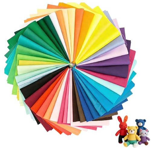 BXUUXA Baumwollstoff 50 Farben 20 × 20 cm Patchwork Stoffpaket | Baumwollquadrate für Nähen, Quilten, Applikationen, Basteln, Dekoration und Geschenkverpackungen, farbenfrohe Auswahl