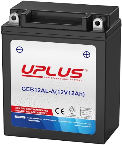UPLUS YB12AL-A 12V 12Ah 230A GEL Motorradbatterie GEB12AL-A | Wartungsfrei, für Motorrad, Roller, Quad. 134L×81B×160H(mm), vor Kauf Maße prüfen