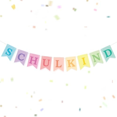 COMOOKA Schulkind Girlande Einschulung Deko Mädchen Pastell | Schulkind Wimpelkette Papier, Schulanfang Banner Pastell, Schulkind Deko Mädchen, Schuleinführung Deko für Einschulungsfeier