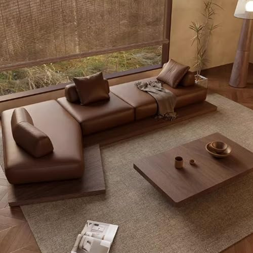 KIBONCY Mittelalterliches Sofa im Wabi-Sabi-Stil, Plattformsofa aus massivem Holz mit unregelmäßigen Ecken, Büro, kleine Gastfamilie, Hotel, Ruhebereich, Rezeption(B,4m)