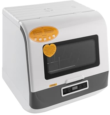 Tischgeschirrspüler Mini Spülmaschine mit 6L Wassertank ohne Wasseranschluss Plug & Play 4 Programme 360° Sprüharme Heißlufttrocknung 72h Hygienelagerung Touch Control LCD Display kompakt tragbar für