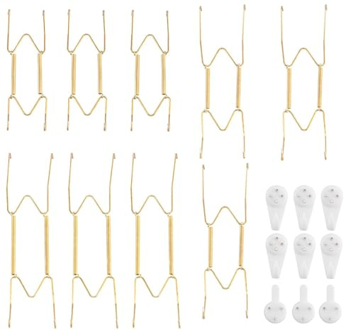 9 Pcs Plate Hangers for Walls, W Shaped Hooks for Decorative Plates | W Shaped Plate Hangers with Retractable Spring Hooks, Securely Display Decorative Plates, Art and Wall Decor
