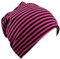 MioboBaby Kinder Jersey Slouch Beanie Long Mütze mit Streifen Unisex Baumwolle Trend, Magenta/Schwarz, 43-47cm Kopfumfang