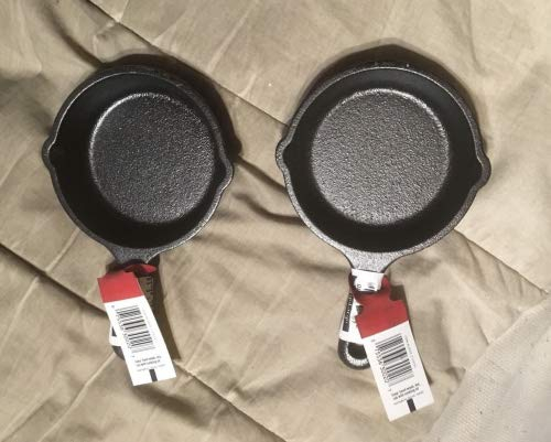 2 Lodge LMS3 3.5 inch Cast Iron Mini Skillet/Spoon Rest/Ashtray Pre-Seasoned by New