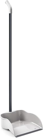 Mery | Recogedor con Palo | Pestaña Trasera | Sistema Antivuelco | Mango Ergonómico | Superresistente | Polipropileno | Gris | Medidas: 90x26x27 cm