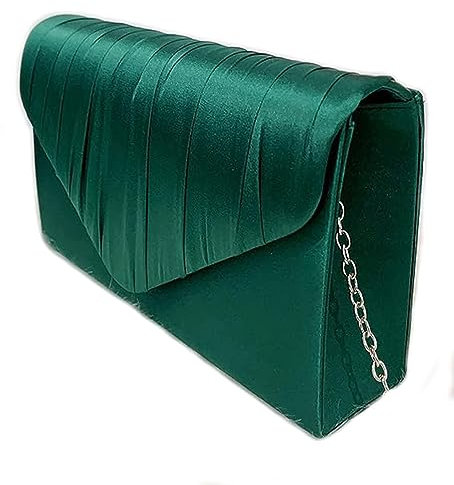 Leah Ward Women's Satin Floral Clutch Bags Party Wedding Evening Handbag 8002 (D.Green)