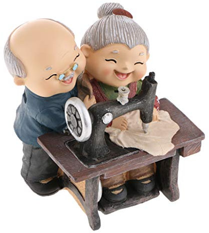 Fenteer Romantic China Old Husband And Wife Married Couple Loving Sculpture Fiugr Decoration Gift, 07 Sewing