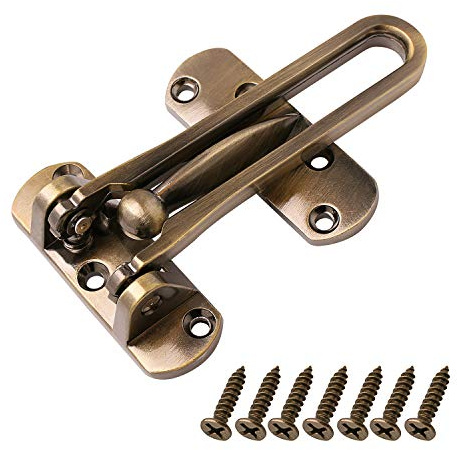 SAISN Door Reinforcement Lock Latch Swing Bar Lock for Home Security Front Door Locks for Kids Thicken Solid Aluminium Alloy (Bronze)
