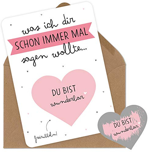 OWLBOOK Rubbelkarte Du bist wunderbar Rubbellos mit Liebesbotschaft Geschenke Geschenkideen für Freund Freundin Mann und Frau zum GeburtstagValentinstag