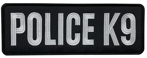 uuKen Großer bestickter Stoff, US-Militär-Polizei, K9, Offizier, bestickter Aufnäher, 21.6 x 7.6 cm, mit Hakenverschluss auf der Rückseite, Jacke (schwarz und weiß, Größe L 21.6 x 7.6 cm)