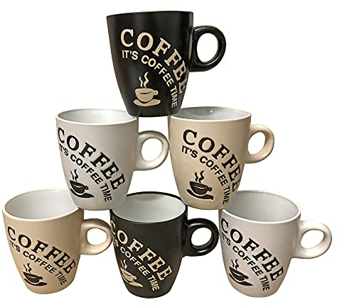 Kaffeebecher 6 Stück Kaffeetassen mit Aufschrift It's Coffee Time Tassen 150ml aus Keramik Kaffee Becher Tassen 6er