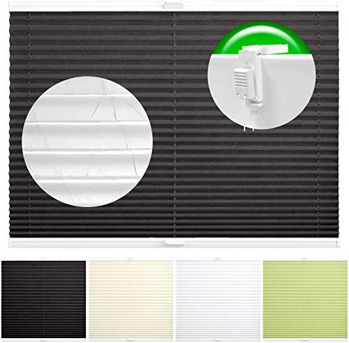 Horivert Plissee Pliseerollo mit Klemmträger Ohne Bohren Crush Stoff Fensterrollo Klemmfix Faltrollo Jalousie Sonnenschutz Blickdicht 100x130 cm