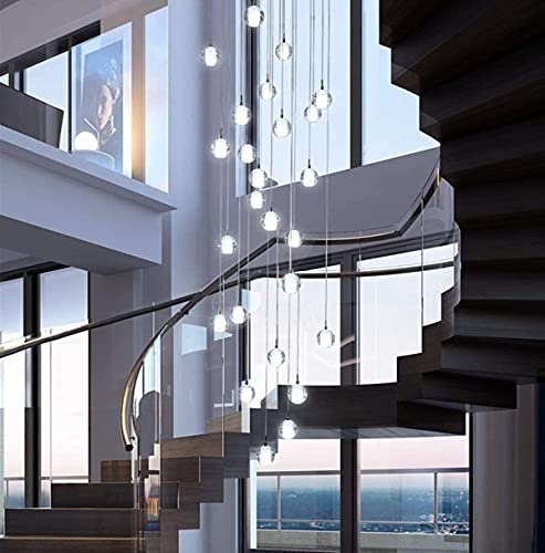 H.W.S LED Pendelleuchte Glas Kristall Hängeleuchte Lüster Dekoratives Kronleuchter Modern Pendellampe für Villa Treppe Wohzimmer Esszimmer Schlafzimmer Innenleuchte Lampe (Sonderanfertigung)
