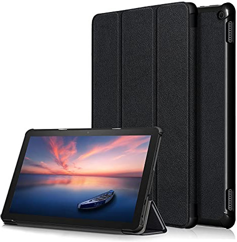 Kepuch Custer Funda para Fire HD 10 2021/10 Plus,Slim Smart Cover Fundas Carcasa Case Protectora de PU-Cuero para Fire HD 10 2021/10 Plus - Negro