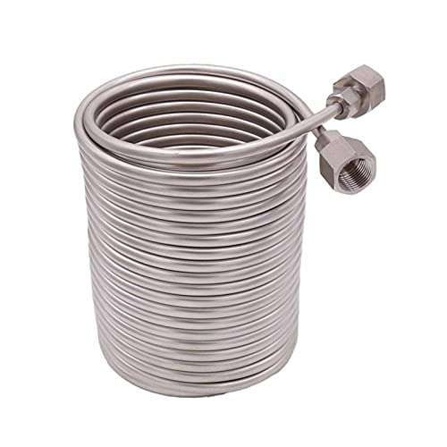 Bobina de acero inoxidable de 50 pies/15,3 metros de largo, tubo de 5/16 pulgadas de diámetro exterior, enfriadores de mosto de cerveza de barril caseros, bobina de caja de carreras, extremo G de 5/8