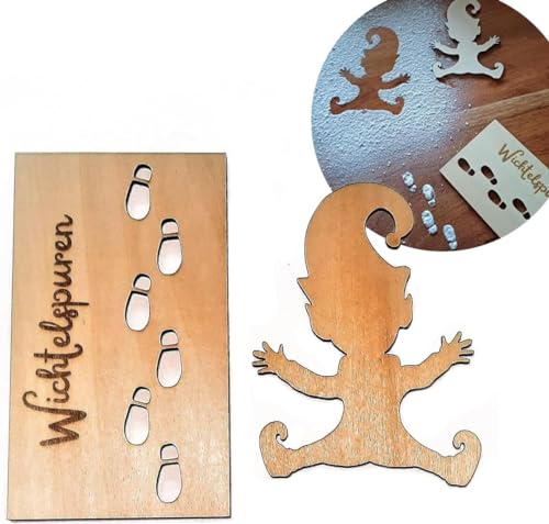 Kizozo elfo stencil impronte, elfo porta accessori elfo di Natale, stencil finestra elfo, elfo di Natale Accessori, impronte di elfo, decorazione di Natale