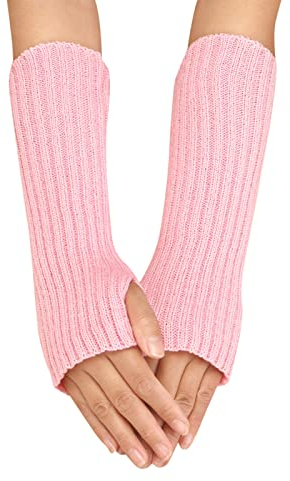liangp Halb Fingerhandschuhe Handgelenk Fingerlose gestrickte Cosplay Arm Armstulpen Dehnbare Strickhandschuhe Schwarz Lange Bein Handwärmer Kawaii Länge