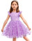 Arshiner Vestito da Bambina Farfalla Abito in Tulle Abito da Principessa con Maniche Volanti Abito Estivo Abito da Compleanno Abito da Sposa per Ragazza di Fiore Viola 6-7 Anni