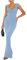 REORIA Women Summer Casual Lounge Long Dress Elegant Wedding Guest Cap Sleeve Sexy Square V Neck Ribbed Bodycon Maxi Dresses Blue Small