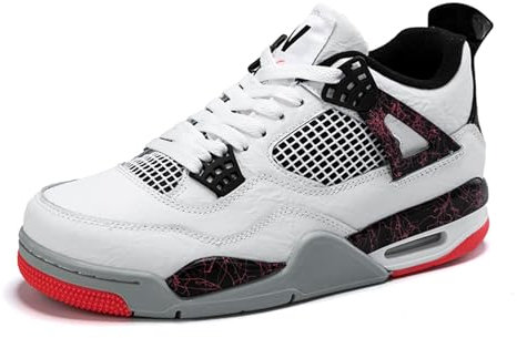 Herren Sportschuhe Große Größe Sportschuhe Herren Basketballschuhe Mode Sport Basketballschuhe Retro Shoes Trainers for Kids and Adults weiß schwarzEU41