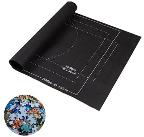 Puzzlematte,Puzzleunterlage,Puzzle Matte Roll,Jigsaw Mat,Tragbare Puzzles Mat,Teppich für bis zu 1500 Teile, Praktisches Zubehör zur Aufbewahrung von Puzzles,89 * 61CM (Schwarz)