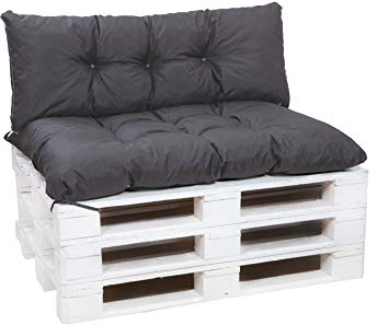 Setgarden® Palettenkissen-Set, Kissen für Gartenmöbel aus Paletten, Outdoor Rücken und Sitzkissen, Gartensitzkissen viele Farben und Größen (Anthrazit, Set 120x50 sitzkissen + 120x40 rückenkissen)