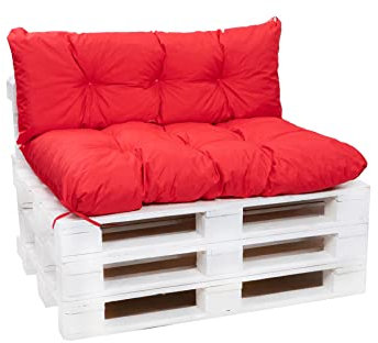 Setgarden® Palettenkissen-Set, Kissen für Gartenmöbel aus Paletten, Outdoor Rücken und Sitzkissen, Gartensitzkissen viele Farben und Größen (Rot, Set 120x50 sitzkissen + 120x40 rückenkissen)