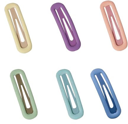 Oykrueats 6 Stücke Haarspange, Metall Snap Haarspangen, Kein Schlupf, Bonbonfarbene, Süße und Elegante Haarspangen für Mädchen, 7 cm, 6 stück (1er Pack)