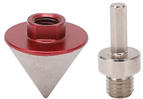Respicefinem 48MM Diamond Beveling Bit With Converter 60 Degree Angle Cone Chamfer Milling Bit For Marble Glass With Metric Thread M14 And 3/8in Hex Shank Converter Ideal For (M14)