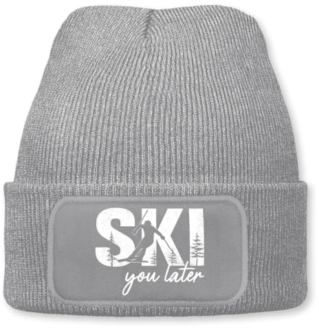 Ski You Later – lustige Wintermütze | Beanie für Damen & Herren, warm, elastisch & Unisex, Strickmütze mit Patch & Druck, perfekt für Après-Ski, Weihnachtsmarkt & Fasching