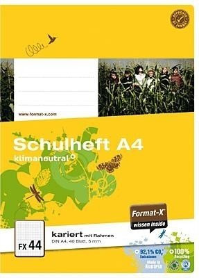 Format-X 070440 20 Schulheft FX44A4, kariert, weiß