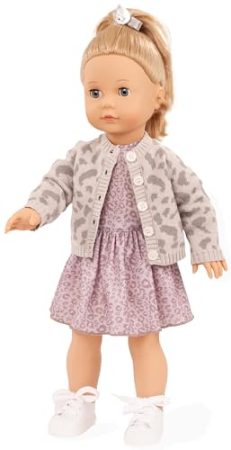Götz 2590339 Precious Day Girls Jessica Graue Katze Puppe – 46 cm große Stehpuppe mit blonden Haaren, Blaue Schlafaugen in 7 teiligen Set