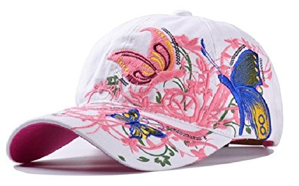 Basecap Schmetterling Blumen Baseball Cap Mütze Hut Kappe Hip Hop Snapback Butterfly & Flower (weiß)