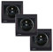 Lot de 3 Prises 2P+T Anthracite Delta Iris + Plaques Anthracite