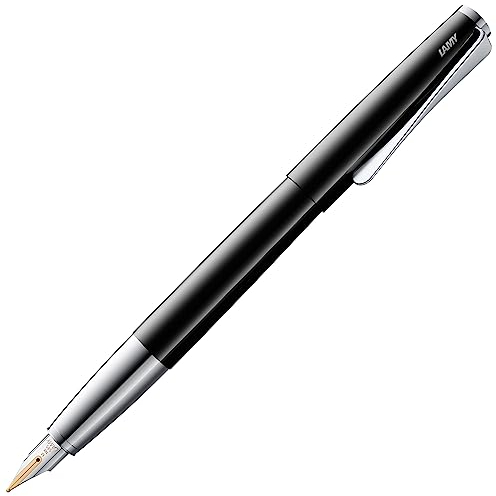 Lamy studio pianoblack - Fountain Pen in elegant metal body - 14 ct. gold nib, partially platinum-plated & in nib size B - incl T 10 blue ink cartridge