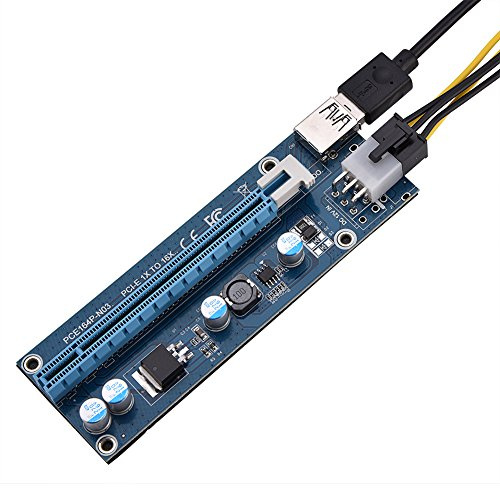 Richer-R PCI-E 16x Riser Adapter, PCI-E zu PCI Express16x Extender Riser Adapter mit 6Pin SATA-Netzkabel,GPU Riser Adapter Karte für Multi-Grafikkarte Blau