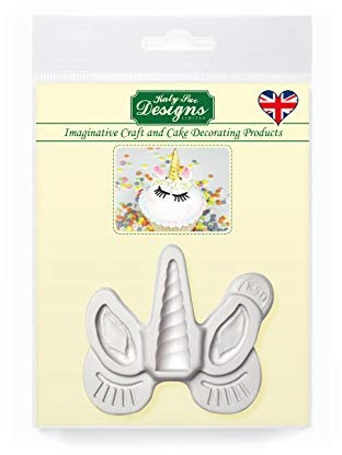 Katy Sue Unicorn Ears, Horn & Lashes Silicone Mould for Cake Decorating & Crafting for Fondant, Sugar Paste, Air Dry Clay. Horn 40 x 13, Ears 25 x 11, Lashes 18 x 10 Millimetres from Katy Sue Moulds