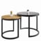 Lumarc Modena, Couchtisch Rund 2er Set aus Massivholz Eiche, Gehärtetem Glas und Stahl Handgefertigt, Beistelltisch, Wohnzimmertisch, Coffee Table, Schwarz, 50x43 cm / 40x38 cm, Langlebig & Stilvoll