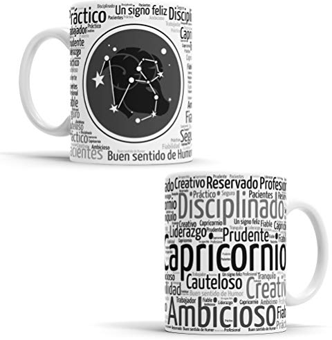 Tazas Signos del Zodiaco horóscopo Capricornio – Taza de café de Signo del Zodiaco – Regalo Original para Parejas, Cumpleaños, Amigos - Taza de cerámica de 350 ML